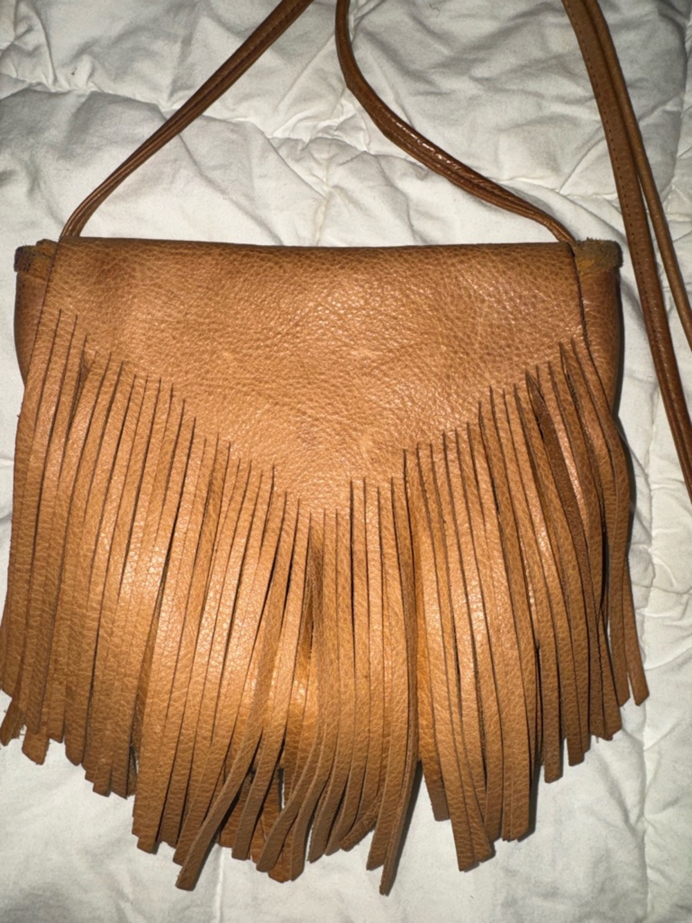 Borelli Bags Tan Fringe Crossbody Shoulder Bag - Boho Leather
